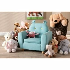 Kids' Gloria Fabric Upholstered Armchair with Animal Ears Blue - Baxton Studio -Living Room Chairs store unnamed file 8265