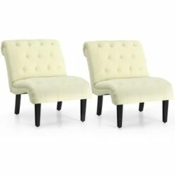 Costway Set of 2 Armless Accent Chair Upholstered Tufted Lounge Chair -Living Room Chairs store unnamed file 8290