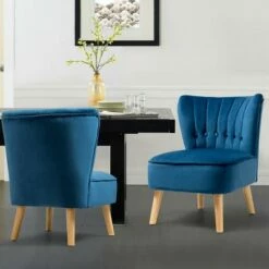 Costway 2PCS Accent Chair Armless Leisure Chair Single Sofa w/ Wood Legs -Living Room Chairs store unnamed file 8353