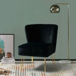 Upholstery Velvet Side Chair with Tufted Back | Karat Home