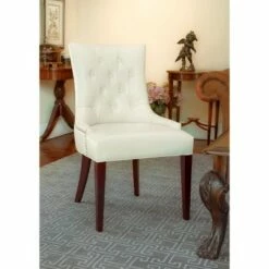 Amanda 19"H Tufted Chair w/ Nickel Nail Heads - Safavieh