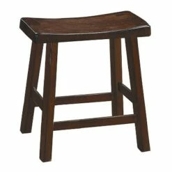 Set of 2 18" Wooden Counter Height Stool with Saddle Seat - Benzara Black -Living Room Chairs store unnamed file 85