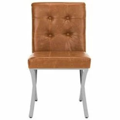 Walsh Tufted Side Chair - Safavieh Light Brown/chrome -Living Room Chairs store unnamed file 8627