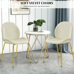 Costway Set of 2 Velvet Accent Chairs Dining Side Chairs w/Gold Metal Legs Pink/Beige/Green/Grey 19 Costway Set of 2 Velvet Accent Chairs Dining Side Chairs w/Gold Metal Legs Pink/Beige/Green/Grey -Living Room Chairs store unnamed file 8643