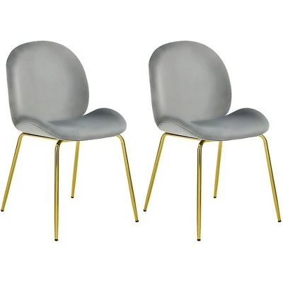Costway Set of 2 Velvet Accent Chairs Dining Side Chairs w/Gold Metal Legs Pink/Beige/Green/Grey 14 Costway Set of 2 Velvet Accent Chairs Dining Side Chairs w/Gold Metal Legs Pink/Beige/Green/Grey - Image 12