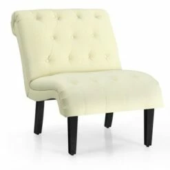 Costway Armless Accent Chair Upholstered Tufted Lounge Chair Wood Leg -Living Room Chairs store unnamed file 8674