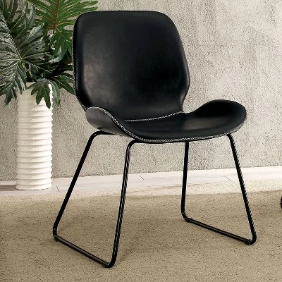 Quincy Contemporary Leatherette Accent Chair - Mibasics Galaxy Black 4 Quincy Contemporary Leatherette Accent Chair - Mibasics Galaxy Black - Image 2