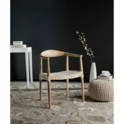 Fes Armchair White/Teak - Safavieh