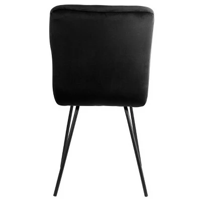 Elama 2 Piece Velvet Tufted Chairs in Black with Black Metal Legs 4 Elama 2 Piece Velvet Tufted Chairs in Black with Black Metal Legs - Image 2