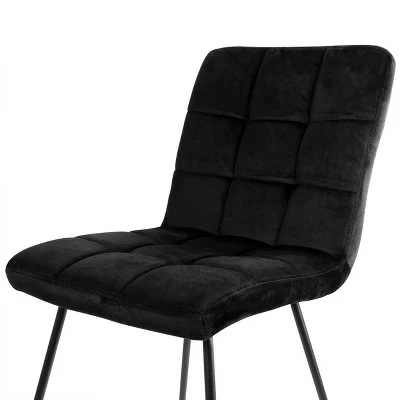 Elama 2 Piece Velvet Tufted Chairs in Black with Black Metal Legs 6 Elama 2 Piece Velvet Tufted Chairs in Black with Black Metal Legs - Image 4