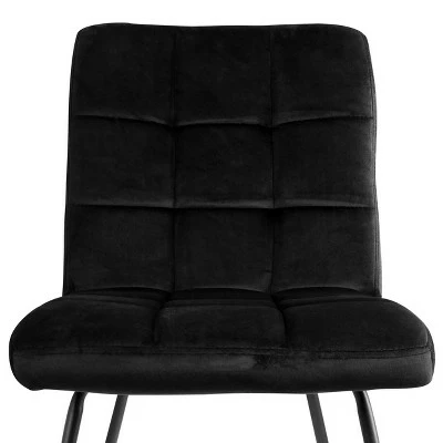 Elama 2 Piece Velvet Tufted Chairs in Black with Black Metal Legs 7 Elama 2 Piece Velvet Tufted Chairs in Black with Black Metal Legs - Image 5