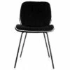 Elama 2 Piece Velvet Tufted Chair in Black with Black Metal Legs