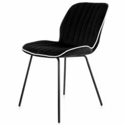 Elama 2 Piece Velvet Tufted Chair in Black with Black Metal Legs -Living Room Chairs store unnamed file 8778