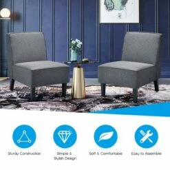 Costway Accent Chair Armless Fabric Sofa Living Room Furniture Gray -Living Room Chairs store unnamed file 8789