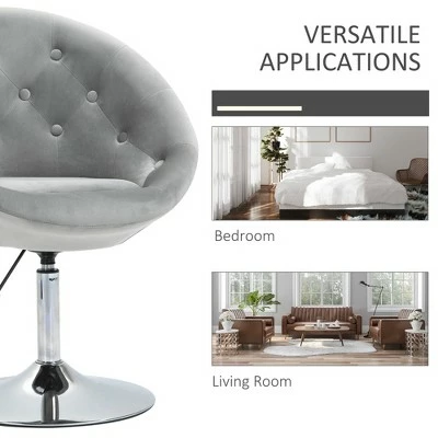 HomCom Velvet-Touch Tufted Dining Height Bar Chair 4 HomCom Velvet-Touch Tufted Dining Height Bar Chair - Image 2