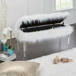 Faux Fur Storage Bench White - Silverwood -Living Room Chairs store unnamed file 88