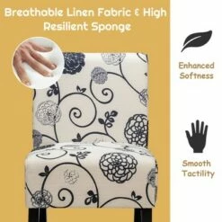 Costway Armless Accent Fabric Leisure Chair w/Rubber Wood Legs GrayBeige Print 17 Costway Armless Accent Fabric Leisure Chair w/Rubber Wood Legs GrayBeige Print -Living Room Chairs store unnamed file 8842