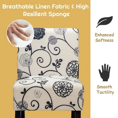 Costway Armless Accent Fabric Leisure Chair w/Rubber Wood Legs GrayBeige Print 7 Costway Armless Accent Fabric Leisure Chair w/Rubber Wood Legs GrayBeige Print - Image 5