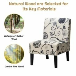 Costway Armless Accent Fabric Leisure Chair w/Rubber Wood Legs GrayBeige Print 18 Costway Armless Accent Fabric Leisure Chair w/Rubber Wood Legs GrayBeige Print -Living Room Chairs store unnamed file 8843