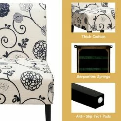 Costway Armless Accent Fabric Leisure Chair w/Rubber Wood Legs GrayBeige Print 19 Costway Armless Accent Fabric Leisure Chair w/Rubber Wood Legs GrayBeige Print -Living Room Chairs store unnamed file 8844