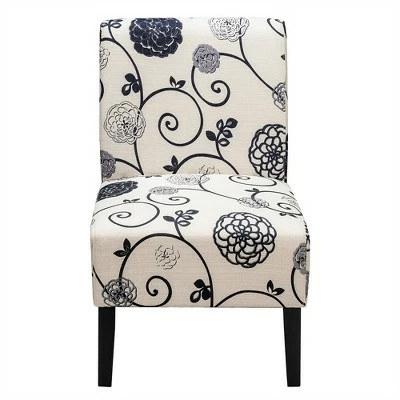 Costway Armless Accent Fabric Leisure Chair w/Rubber Wood Legs GrayBeige Print 11 Costway Armless Accent Fabric Leisure Chair w/Rubber Wood Legs GrayBeige Print - Image 9