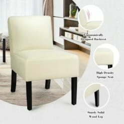 Costway Accent Chair Fabric Upholstered Leisure Chair Single Sofa with Wooden Legs -Living Room Chairs store unnamed file 8876