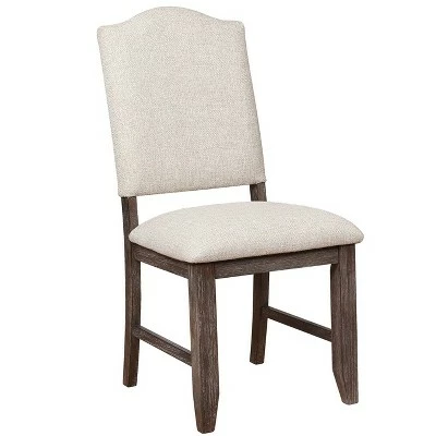 Set of 2 Arched Open Back Side Chairs with Nailhead Accents Brown/Beige - Benzara 2 Set of 2 Arched Open Back Side Chairs with Nailhead Accents Brown/Beige - Benzara
