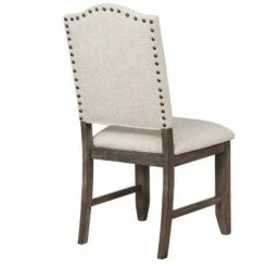 Set of 2 Arched Open Back Side Chairs with Nailhead Accents Brown/Beige - Benzara 6 Set of 2 Arched Open Back Side Chairs with Nailhead Accents Brown/Beige - Benzara -Living Room Chairs store unnamed file 8946