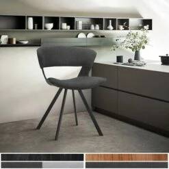 Ulric Fabric/Wood Dining Chair - Armen Living Charcoal/walnut