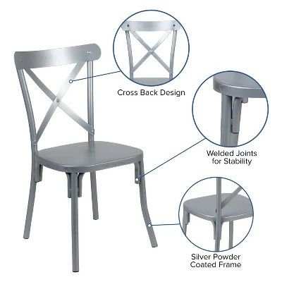 Flash Furniture Metal Cross Back Chair 5 Flash Furniture Metal Cross Back Chair - Image 3