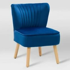 Lynwood Velvet Armless Accent Chair Blue - CorLiving