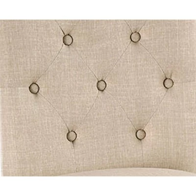 Set of 2 Side Chairs with Rolled Button Tufted Back Beige - Benzara 3 Set of 2 Side Chairs with Rolled Button Tufted Back Beige - Benzara