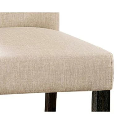 Set of 2 Side Chairs with Rolled Button Tufted Back Beige - Benzara 4 Set of 2 Side Chairs with Rolled Button Tufted Back Beige - Benzara - Image 2