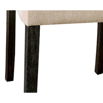 Set of 2 Side Chairs with Rolled Button Tufted Back Beige - Benzara 5 Set of 2 Side Chairs with Rolled Button Tufted Back Beige - Benzara - Image 3