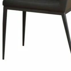 Chair with Faux Leather and Sleek Metal Legs Gray - Benzara -Living Room Chairs store unnamed file 9172