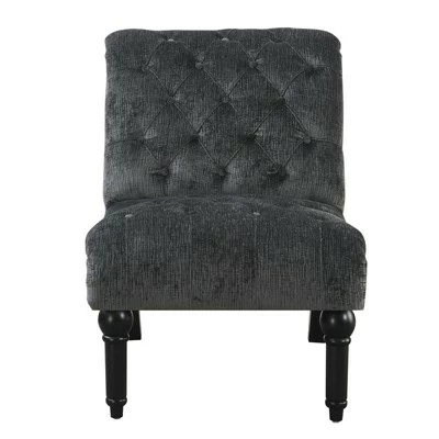 Armless Accent Chair with Button Tufting And Nailhead Trim in Gray - Wallace & Bay 4 Armless Accent Chair with Button Tufting And Nailhead Trim in Gray - Wallace & Bay - Image 2