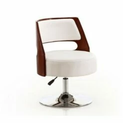 Set of 2 Salon Faux Leather Adjustable Height Swivel Accent Chairs White - Manhattan Comfort
