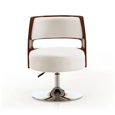 Set of 2 Salon Faux Leather Adjustable Height Swivel Accent Chairs White - Manhattan Comfort 4 Set of 2 Salon Faux Leather Adjustable Height Swivel Accent Chairs White - Manhattan Comfort - Image 2