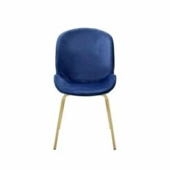 Set of 2 Side Chairs with Fabric and Bucket Design Blue/Gold - Benzara