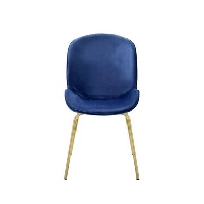 Set of 2 Side Chairs with Fabric and Bucket Design Blue/Gold - Benzara 3 Set of 2 Side Chairs with Fabric and Bucket Design Blue/Gold - Benzara