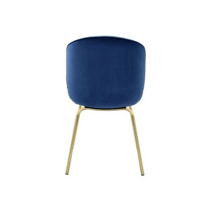 Set of 2 Side Chairs with Fabric and Bucket Design Blue/Gold - Benzara 5 Set of 2 Side Chairs with Fabric and Bucket Design Blue/Gold - Benzara - Image 3