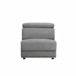 Fabric Upholstered Modular Armless Chair Dark Gray - Benzara