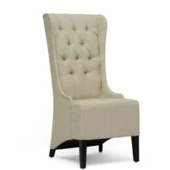 Vincent Linen Modern Accent Chair Beige - Baxton Studio