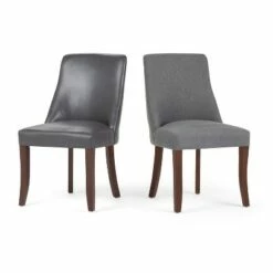 Set of 2 Haley Deluxe Dining Chair Slate Gray Linen Look Fabric - WyndenHall -Living Room Chairs store unnamed file 9315