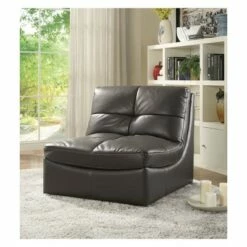 Lazaro Contemporary Leather Gel Tufted Armless Chair Gray - HOMES: Inside + Out