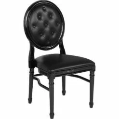 Hercules Series King Louis Dining Side Chair Frame - Riverstone Furniture Collection Tufted Black Vinyl/black Frame -Living Room Chairs store unnamed file 9333