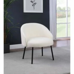 Modern Sherpa Accent Chair - HomePop Cream -Living Room Chairs store unnamed file 9360