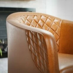 Vera Upholstered Barrel Accent Chair - Brookside Home Faux Gray -Living Room Chairs store unnamed file 9386