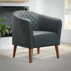 Vera Upholstered Barrel Accent Chair - Brookside Home Faux Gray -Living Room Chairs store unnamed file 9389