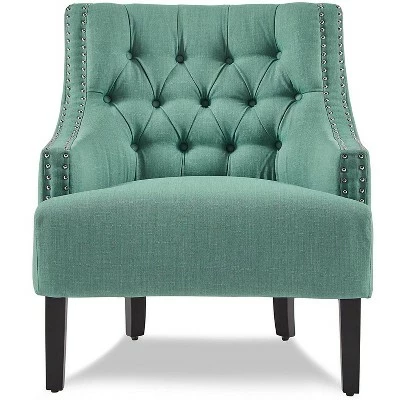 Homelegance Upholstered Diamond Tufted Accent Chair with Sloped Arms and Nailhead Trim, Seat Height 18 inches, Teal Polyester 3 Homelegance Upholstered Diamond Tufted Accent Chair with Sloped Arms and Nailhead Trim, Seat Height 18 inches, Teal Polyester